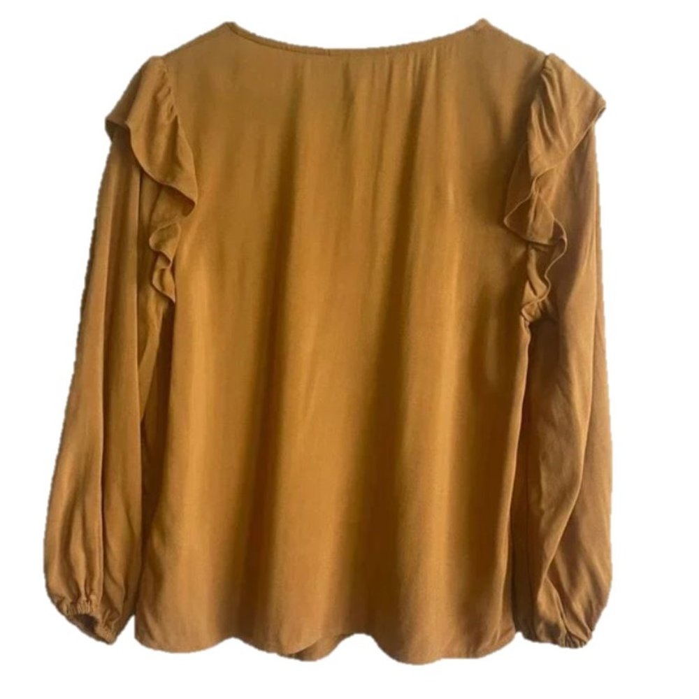 Universal Thread - V-Neck Top - Ruffled - Long Sleeve - Size Small - Yellow - Picture 3 of 7